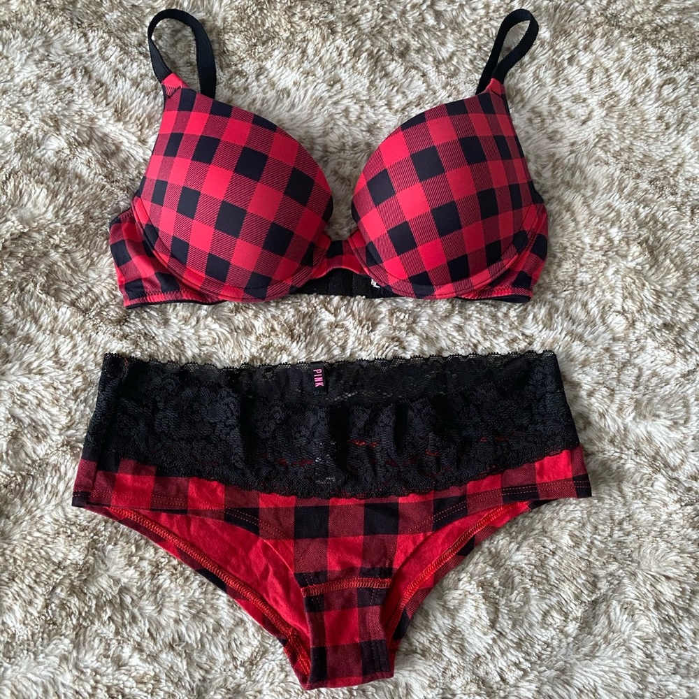 Victoria’s Secret PINK 32B push up bra & XS hipster panty set
